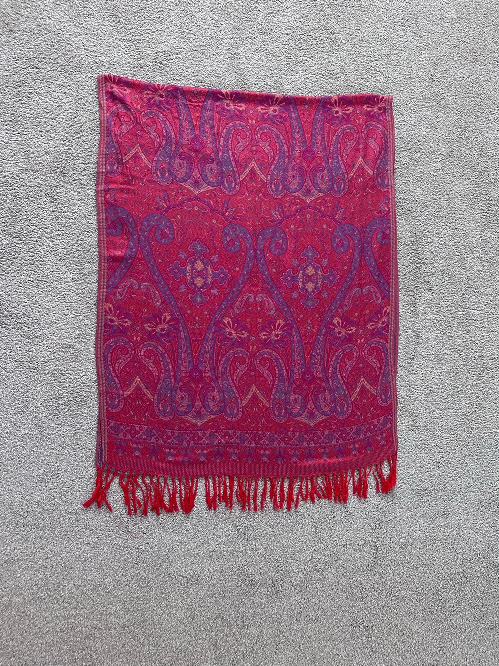 Red Paisley Fringe Scarf - Women Accessories